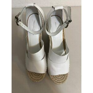 Treasure & Bond White Leather Ankle Strap Espadrille Heels Sz 10M